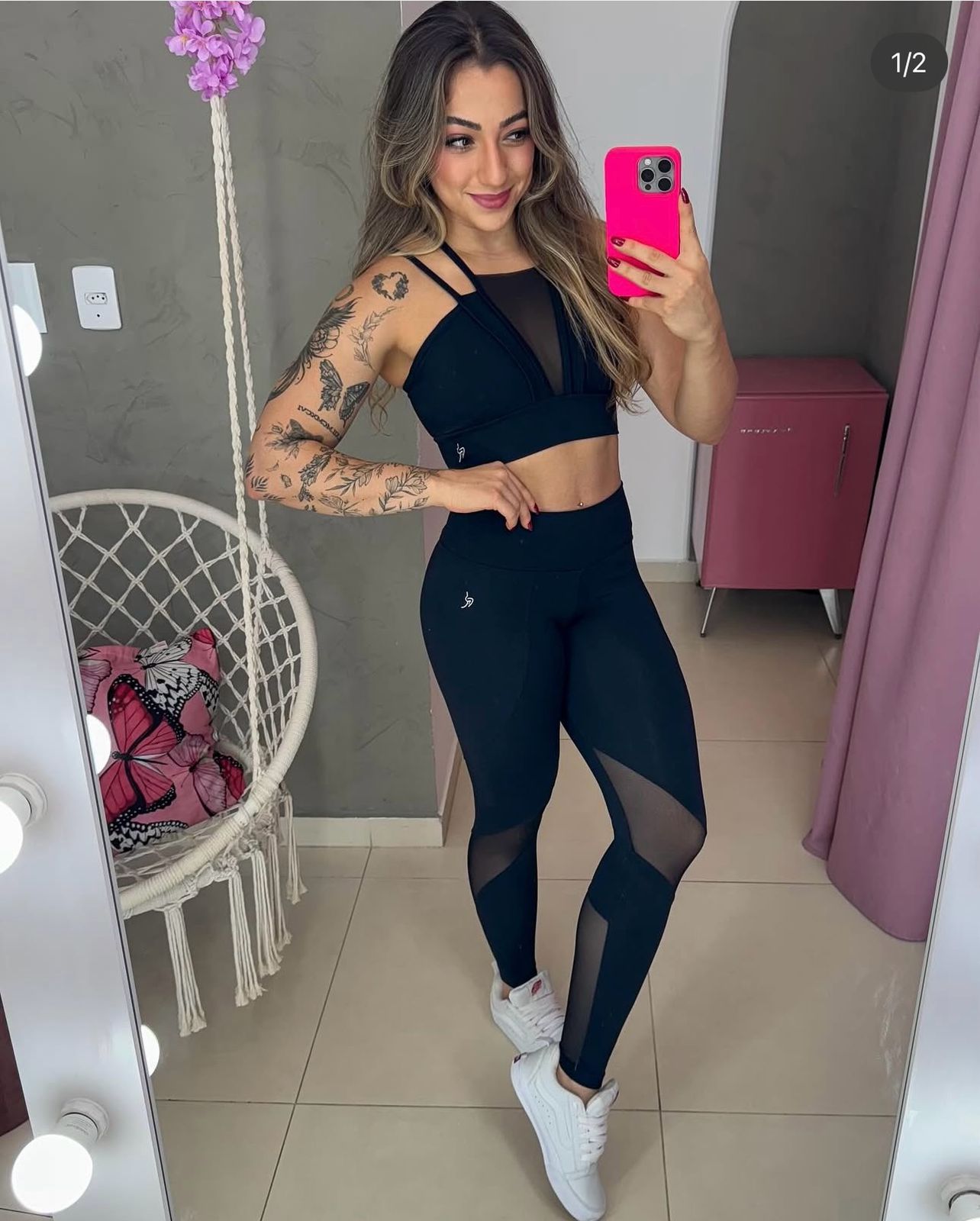 Conjunto legging recortes em tule